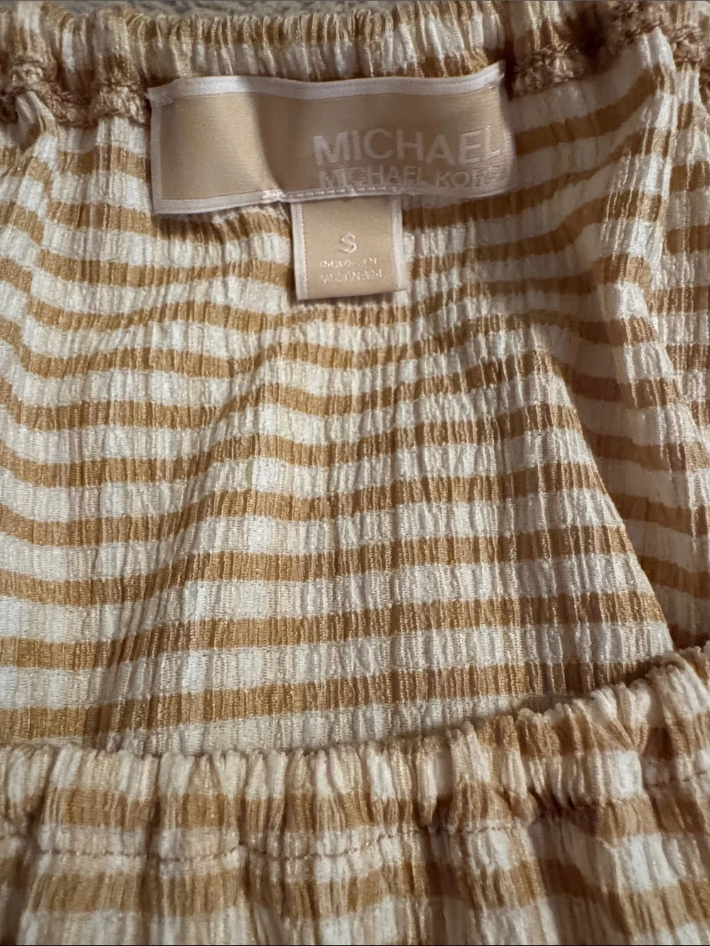 Michael kors woman’s Beige Gingham Ruffle Hem Dress
